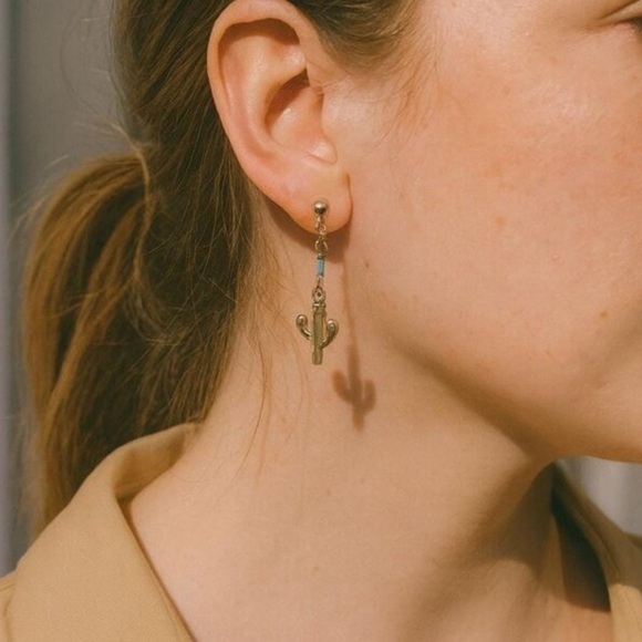 Cactus Desert Life Charm Dangle Earrings – Boho Southwestern Jewelry - Picture 1 of 5